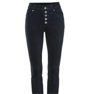 Cabi High Rise Buttonfly Corduroy Dark Blue Skinny Pants